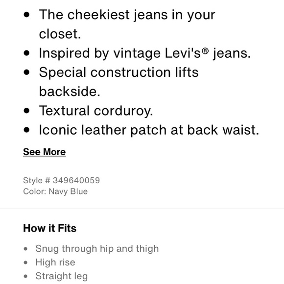 Levi’s wedgie cord - Picture 3 of 14